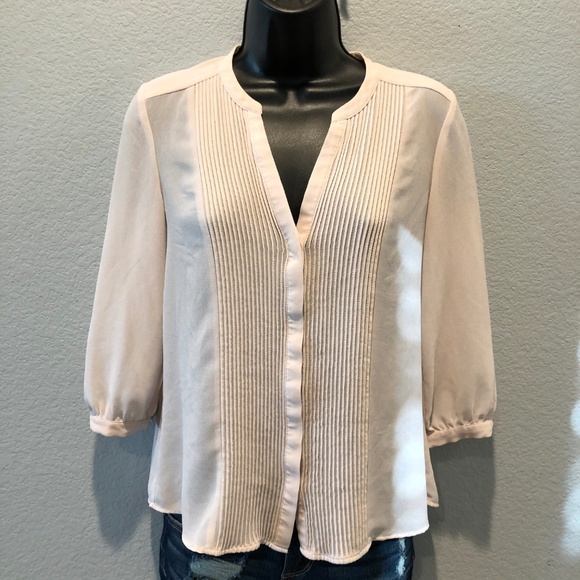 SOLD! Forever 21 Long Sleeve Tan Blouse - Picture 1 of 4